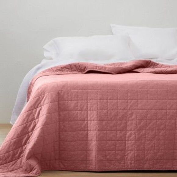 Casaluna Other - Casaluna - King Heavyweight Linen Blend Quilt Rose - Casaluna Rose Pink